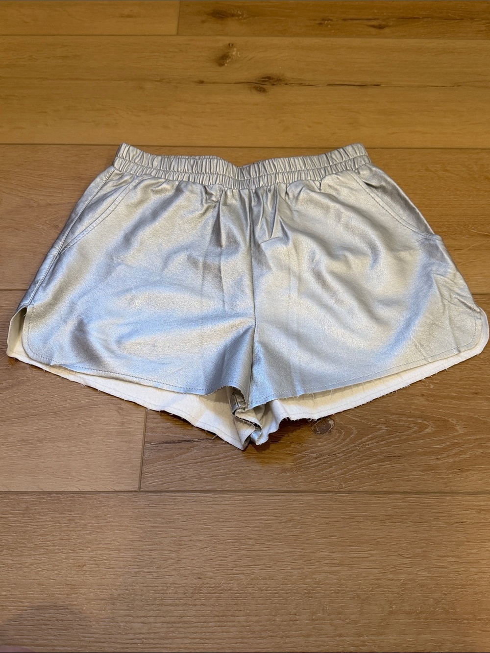 Foster Silver Faux Leather Shorts
